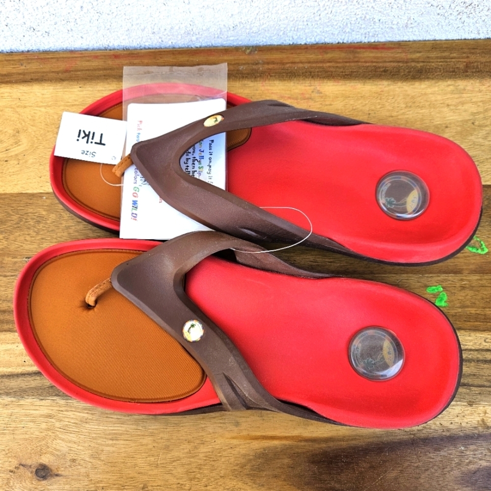 Hawaiian Jellys Ultra Comfort Kona Coffe Men Flip Flop Sandal Size 12 - Picture 2 of 15